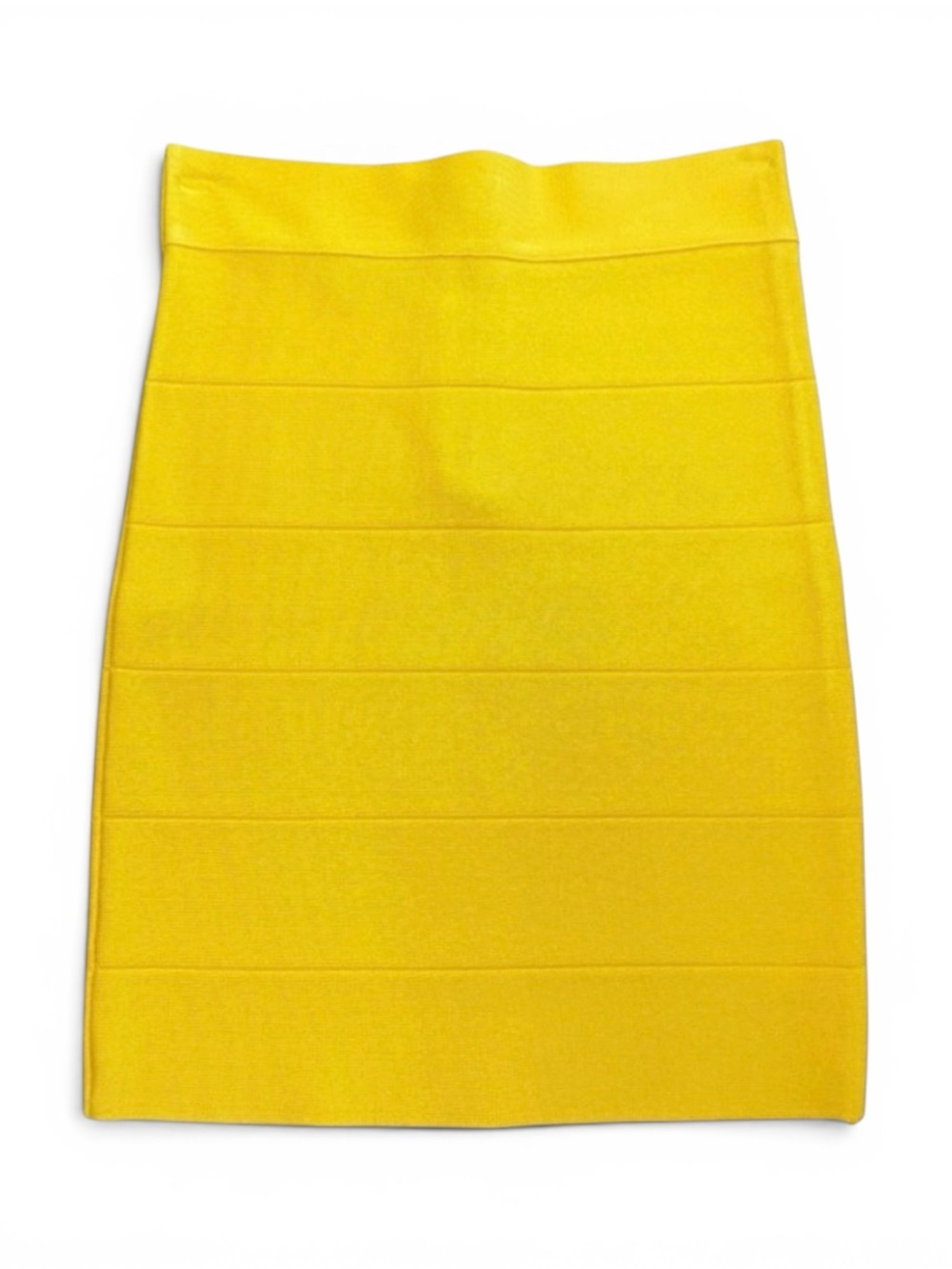 Y2K BEBE Yellow Ribbed Bandage Mini Skirt